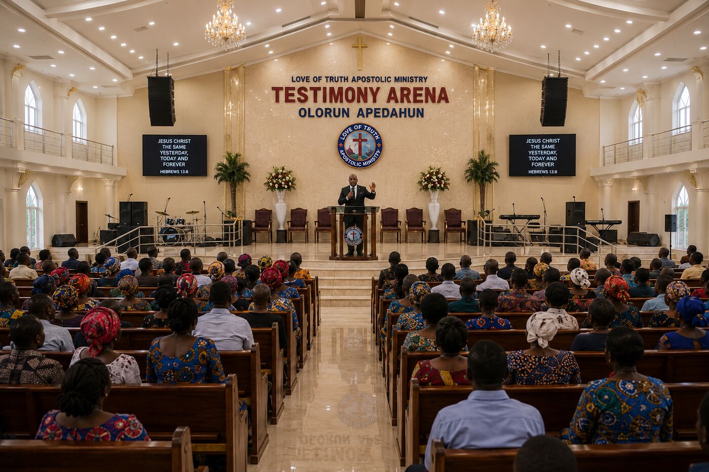 Congregation seated during a Sunday worship service